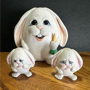 Adorable White Bunny Figurines